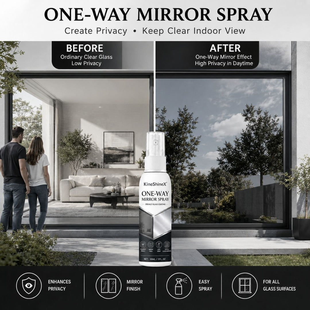 Spray de privacidade unidirecional para janelas! Antiembaciamento, antipoeira e reduz o brilho. Adequado para todos os tipos de vidro.