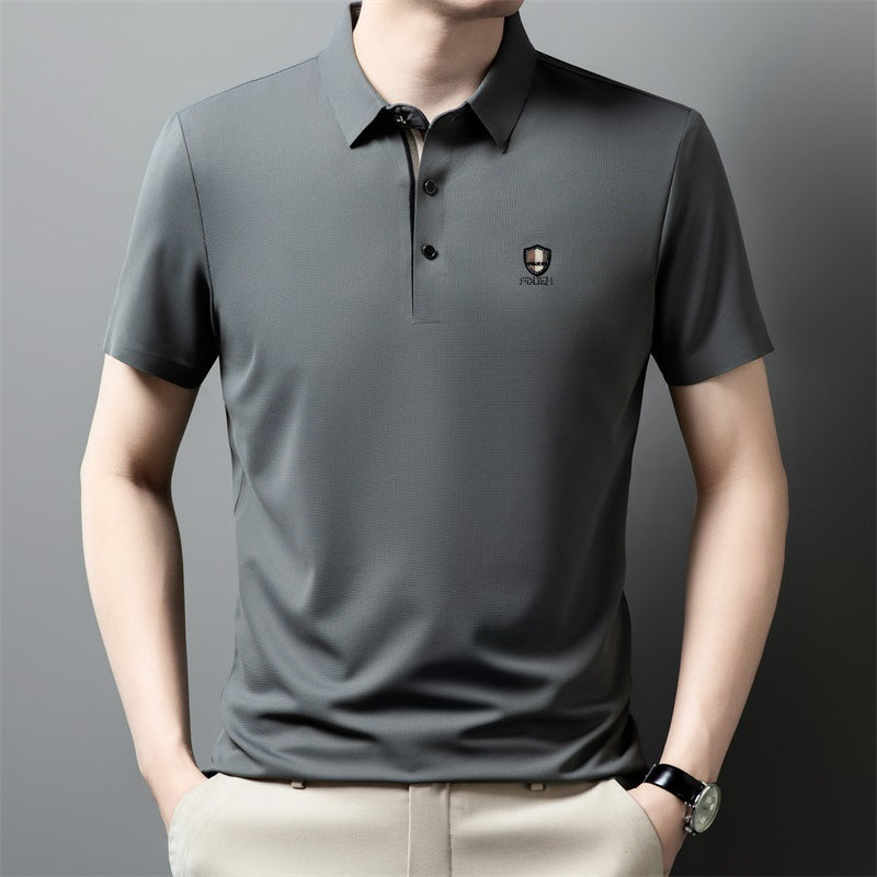 【M-4XL】Nova Camisola Polo Casual de Manga Curta com Lapela em Seda Gelo, Coleção Verão 2026