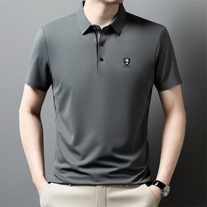 【M-4XL】Nova Camisola Polo Casual de Manga Curta com Lapela em Seda Gelo, Coleção Verão 2026