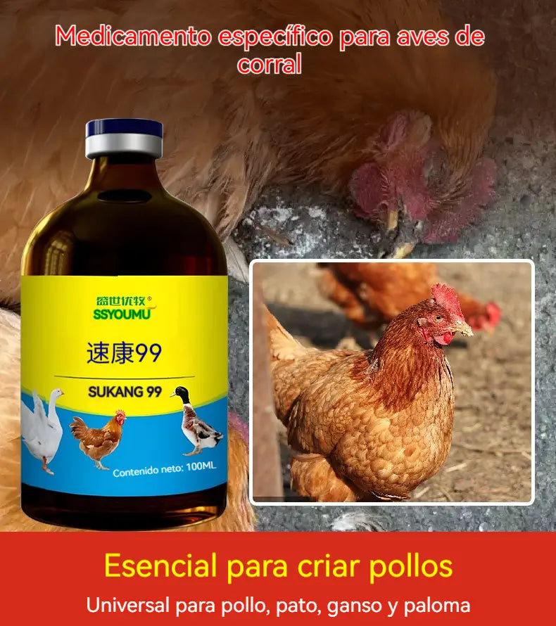 [2/4/6/8 frascos] 💊🐓🦆🕊️ Medicamento para o tratamento da gripe aviária, perda de apetite, diarreia e tosse em aves, galinhas, patos e gansos. 1 frasco de 100 ml.