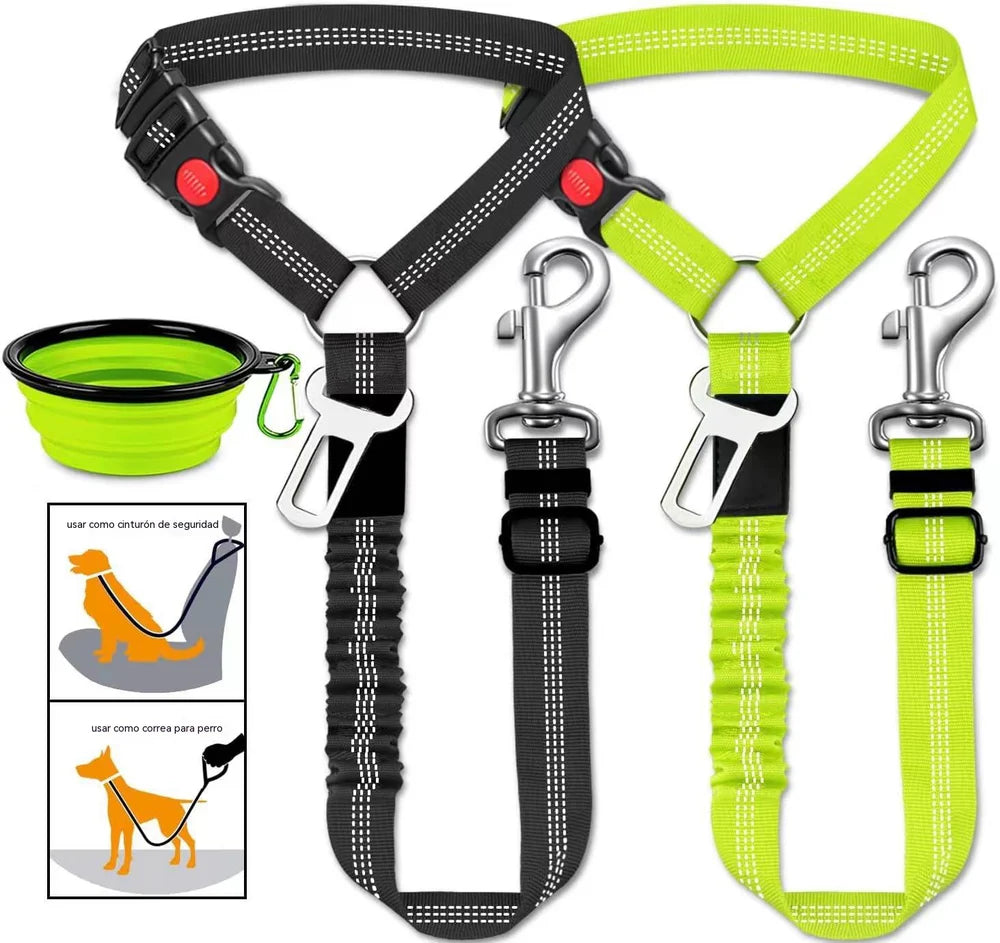 🐶🐕【2 peças 28,4 euros】 Cinto de segurança e trela para passear cães (2 em 1)