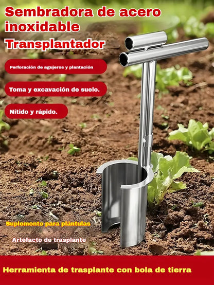 🌱【Um milagre para poupar tempo e esforço】Transplante rapidamente sem se curvar! O transplantador de aço inoxidável duplica a eficiência, facilitando a plantação 💪✨