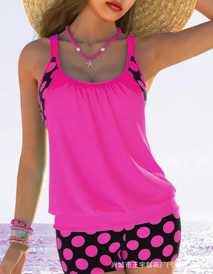 🏖️【S-4XL】Conjunto de biquíni plus size para mulher com estampado de bolinhas, novo modelo 2026