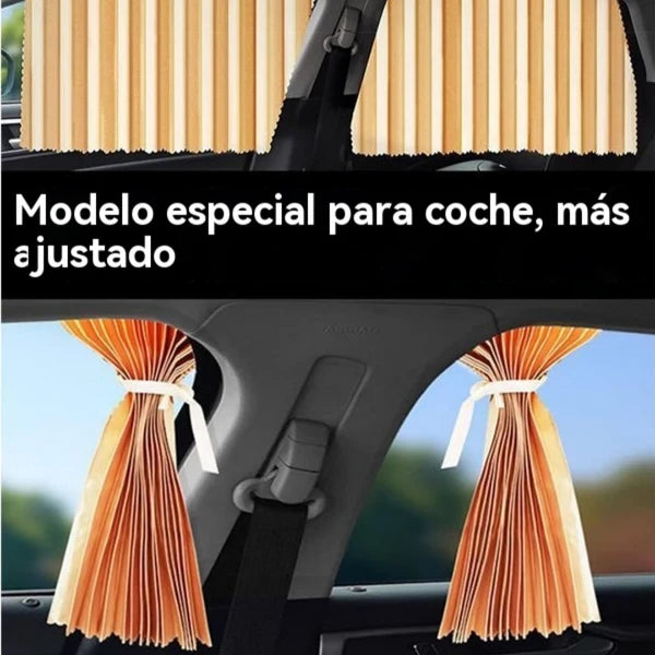 🔥【Conjunto de 4 peças】 Cortina de proteção solar para janela de carro com calha deslizante e isolamento térmico