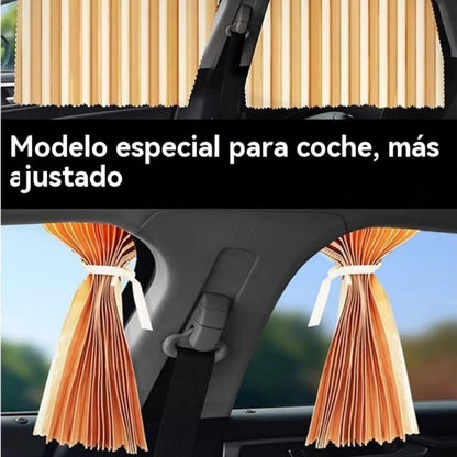 🔥【Conjunto de 4 peças】 Cortina de proteção solar para janela de carro com calha deslizante e isolamento térmico