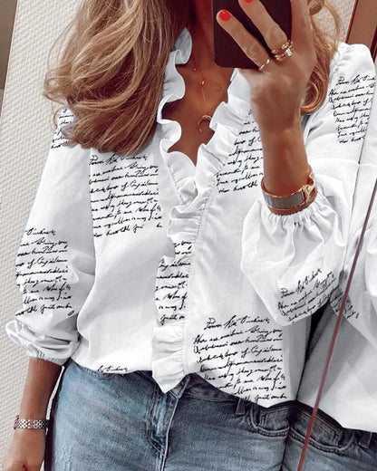 🌿✨ Blusa de Mulher – Primavera/Verão, Manga Longa, Design com Folhos, Elegante e Leve 📦