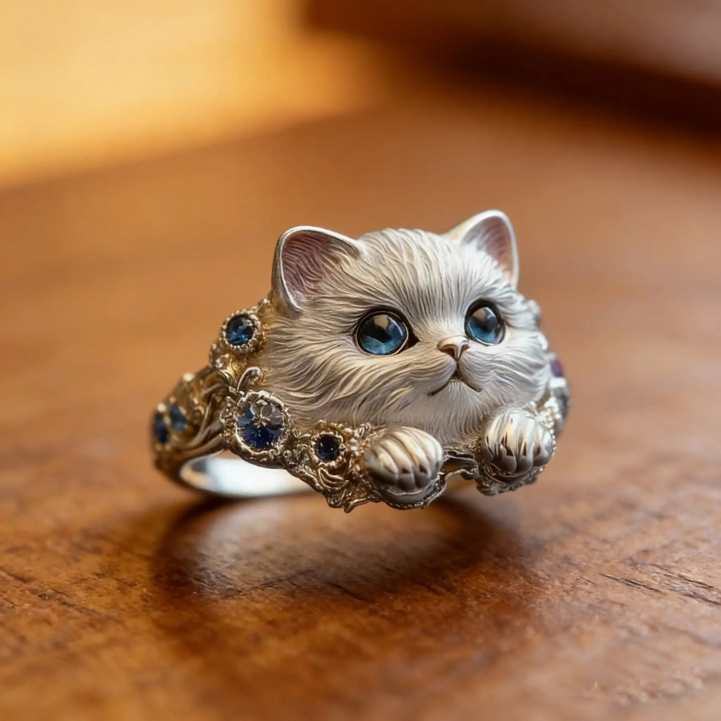 🎁😍🎁😍Dois artigos por apenas 29 euros: um anel de gatinho simples e elegante em prata de lei 925 com incrustações de diamantes.