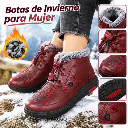 🔥【Tamanhos 35-40】Botas de senhora em pele genuína, forradas com pelúcia, quentes e antiderrapantes.