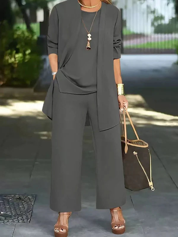 🧥Conjunto elegante de 3 peças para mulher com modelagem solta🍂