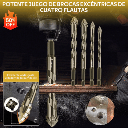 🔥Oferta Imperdível 2026🔥 Conjunto de Brocas Excêntricas de Alta Resistência com 4 Canais