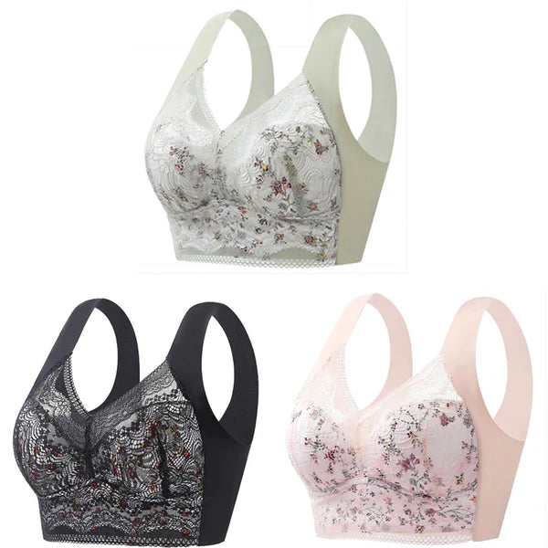 【Alta qualidade, mas um pouco caro】🔥【Conjunto de 3 peças】💕【40kg-100kg】🎁Soutien plus size em seda gelada, sem costuras, respirável e ajustável