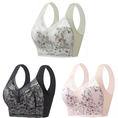 【Alta qualidade, mas um pouco caro】🔥【Conjunto de 3 peças】💕【40kg-100kg】🎁Soutien plus size em seda gelada, sem costuras, respirável e ajustável