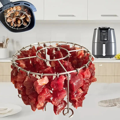 Grelha em aço inoxidável 304 com 24 espetos para forno de fritadeira a ar.