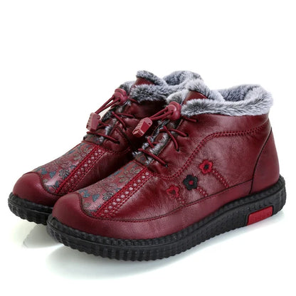 🔥【Tamanhos 35-40】Botas de senhora em pele genuína, forradas com pelúcia, quentes e antiderrapantes.