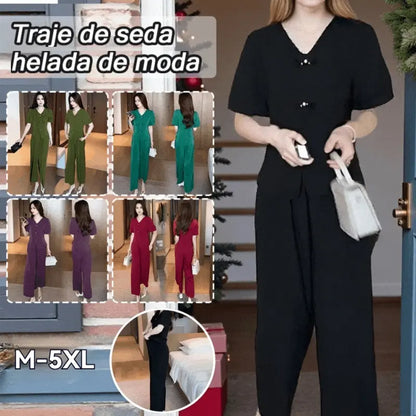 🌸【Top + Calça Pantacourt】Conjunto Casual e Moderno