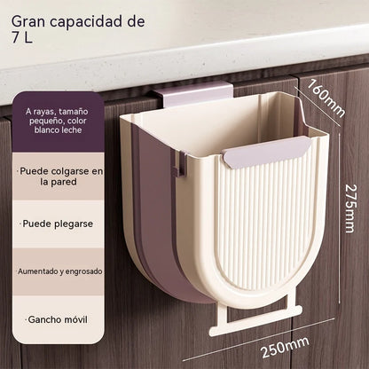 🗑️🚪Papeleira de cozinha dobrável para pendurar, ideal para portas de armários domésticos.