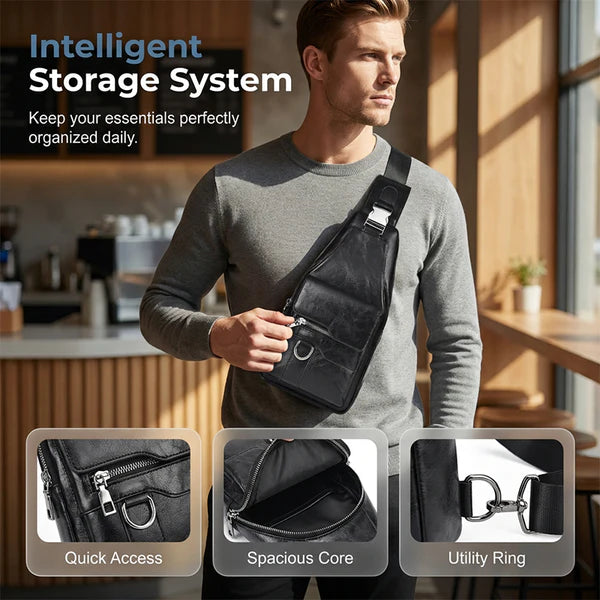 💯🎁Bolsa de ombro retro impermeável para homem.