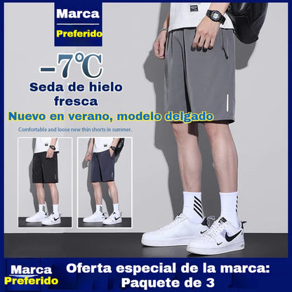 👖😎【Conjunto de 3 peças】【M-8XL】Calções para homem de secagem rápida e elásticos