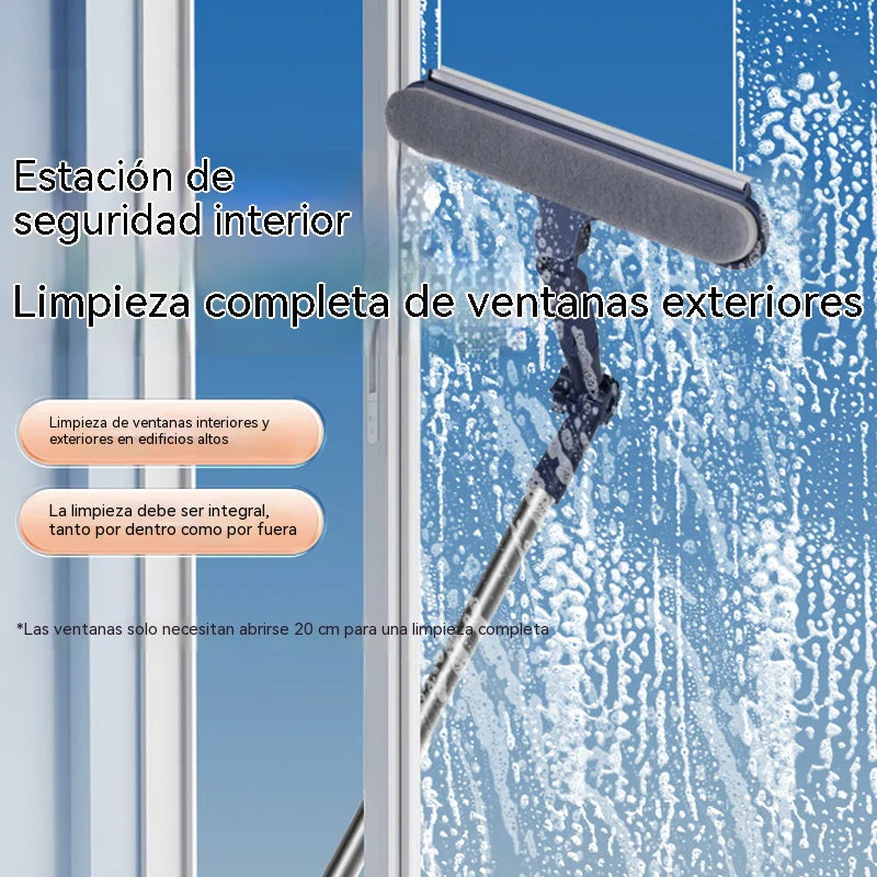 🧼✨ Limpador de janelas 2 em 1 com cabo extensível para limpeza de janelas em edifícios altos.