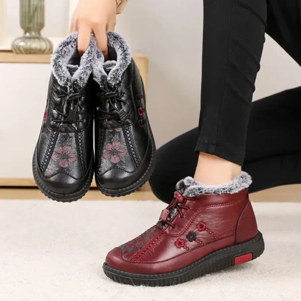 🔥【Tamanhos 35-40】Botas de senhora em pele genuína, forradas com pelúcia, quentes e antiderrapantes.