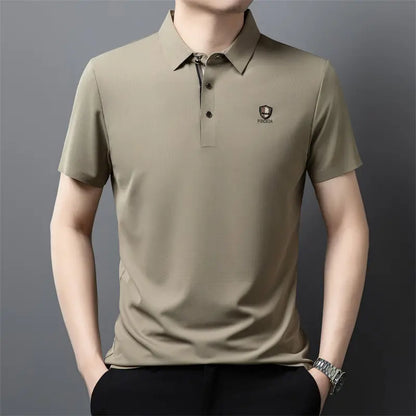 【M-4XL】Nova Camisola Polo Casual de Manga Curta com Lapela em Seda Gelo, Coleção Verão 2026