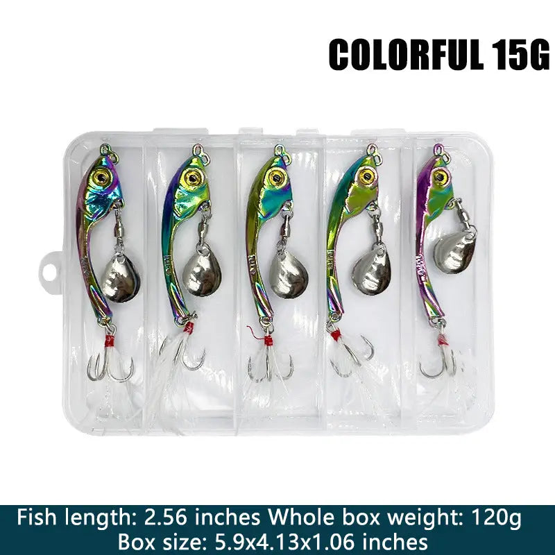 🐟🎣【5/10/15 peças】Isca de pesca Luya, brilhante, colorida e de longo alcance, feita de liga de zinco