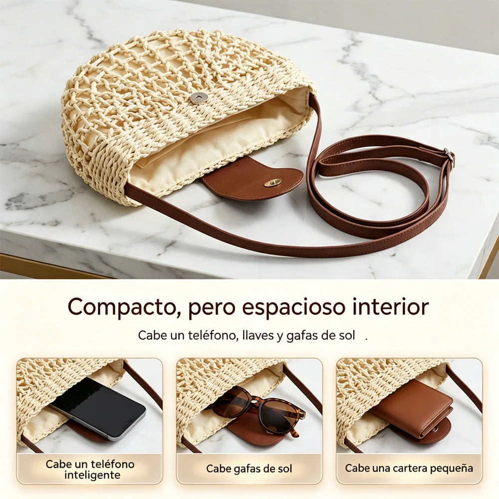 👜 OFERTA LIMITADA 35% DESCONTO! ✨ Bolsa a tiracolo artesanal em estilo boho, com alça ajustável e design super leve ✨