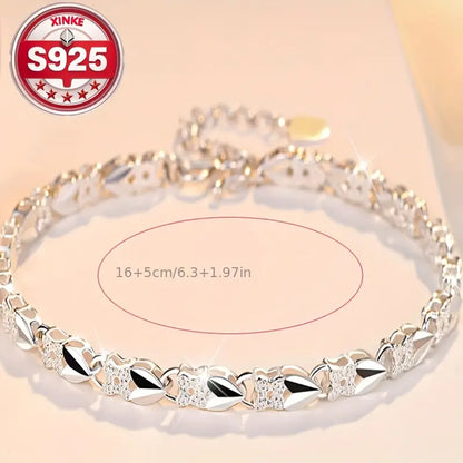 💖🍀Adorei a nova pulseira de senhora em prata 925 com trevo de quatro folhas.