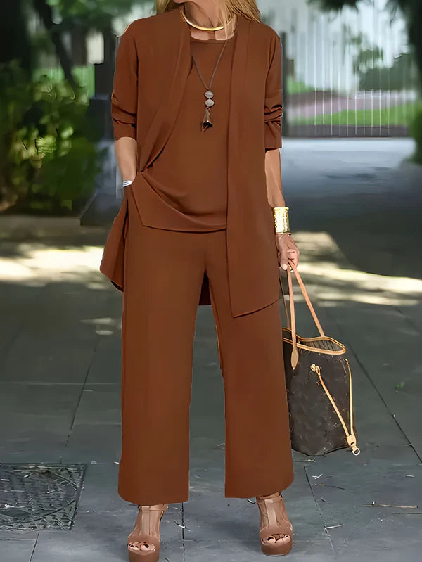 🧥Conjunto elegante de 3 peças para mulher com modelagem solta🍂