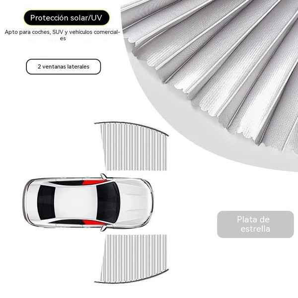 🔥【Conjunto de 4 peças】 Cortina de proteção solar para janela de carro com calha deslizante e isolamento térmico