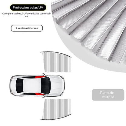 🔥【Conjunto de 4 peças】 Cortina de proteção solar para janela de carro com calha deslizante e isolamento térmico