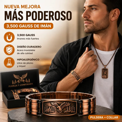🔥【Pulseira + Colar】Pulseira magnética para homem com design de águia