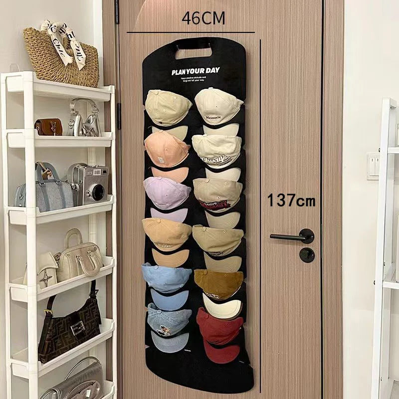 🔥🧢 35% de desconto! 🎩 Cabide para chapéus com 12 bolsos: Mantém os chapéus em forma e evita vincos. Poupa espaço e é fácil de pendurar. 🏠✨