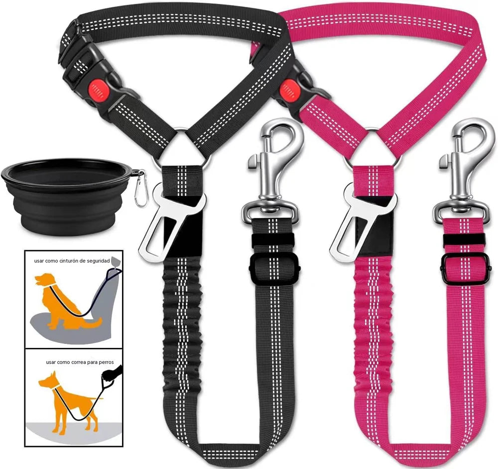 🐶🐕【2 peças 28,4 euros】 Cinto de segurança e trela para passear cães (2 em 1)