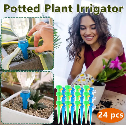 🌺【24/48 peças】🌹🍂Sistema de rega gota-a-gota automático, ideal para a plantação de flores, perfeito para jardins e plantas envasadas.