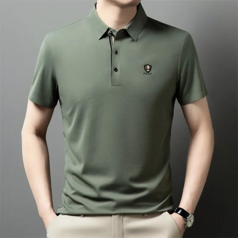 【M-4XL】Nova Camisola Polo Casual de Manga Curta com Lapela em Seda Gelo, Coleção Verão 2026