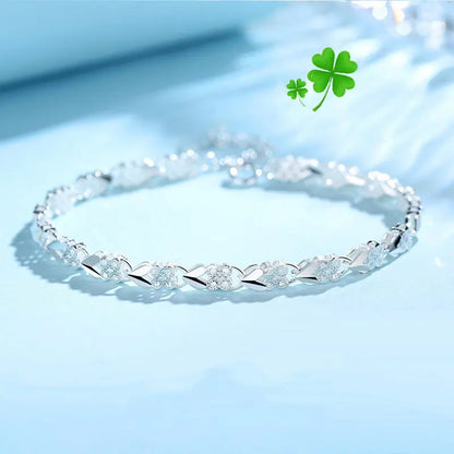 💖🍀Adorei a nova pulseira de senhora em prata 925 com trevo de quatro folhas.