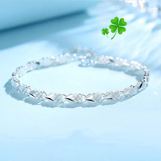 💖🍀Adorei a nova pulseira de senhora em prata 925 com trevo de quatro folhas.