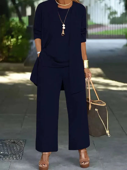 🧥Conjunto elegante de 3 peças para mulher com modelagem solta🍂