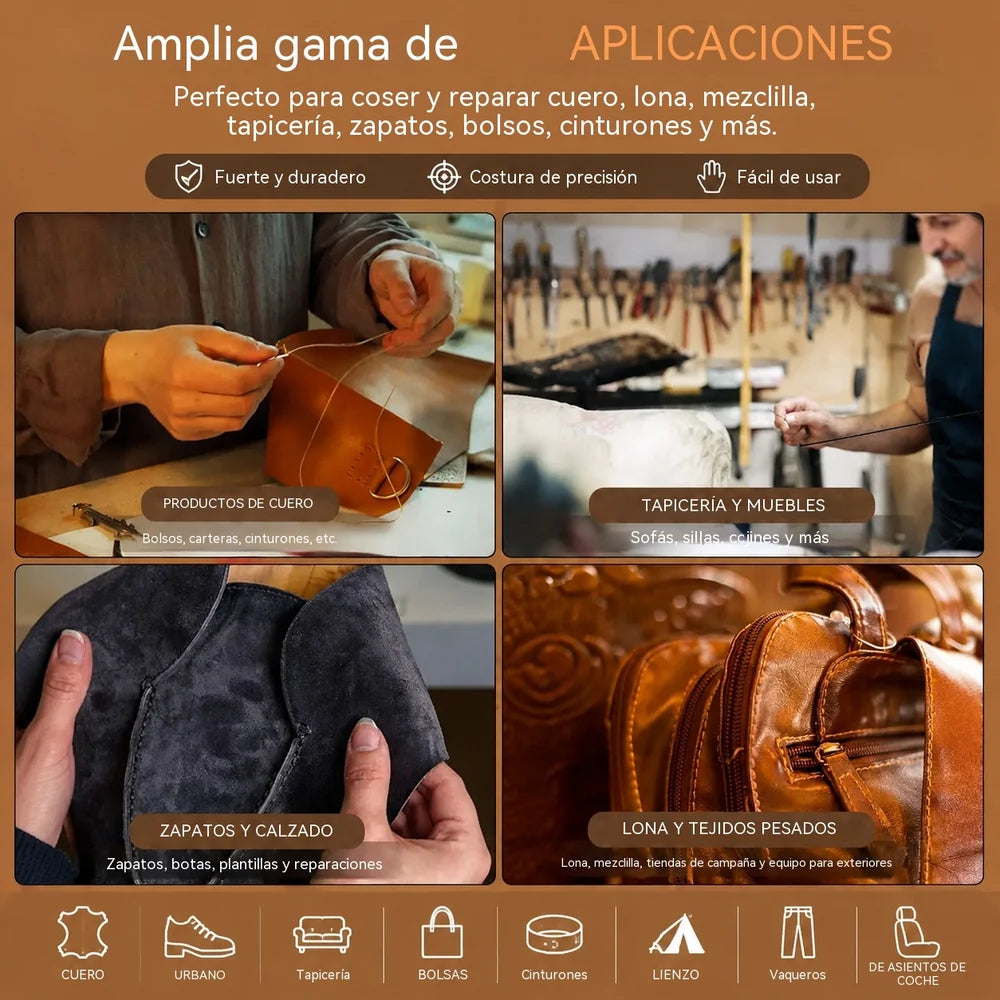 🧵👞 Conjunto de agulhas de costura intercambiáveis 5 em 1 – Kit de ferramentas profissional para reparação de calçado e artesanato em pele 🛠️✨