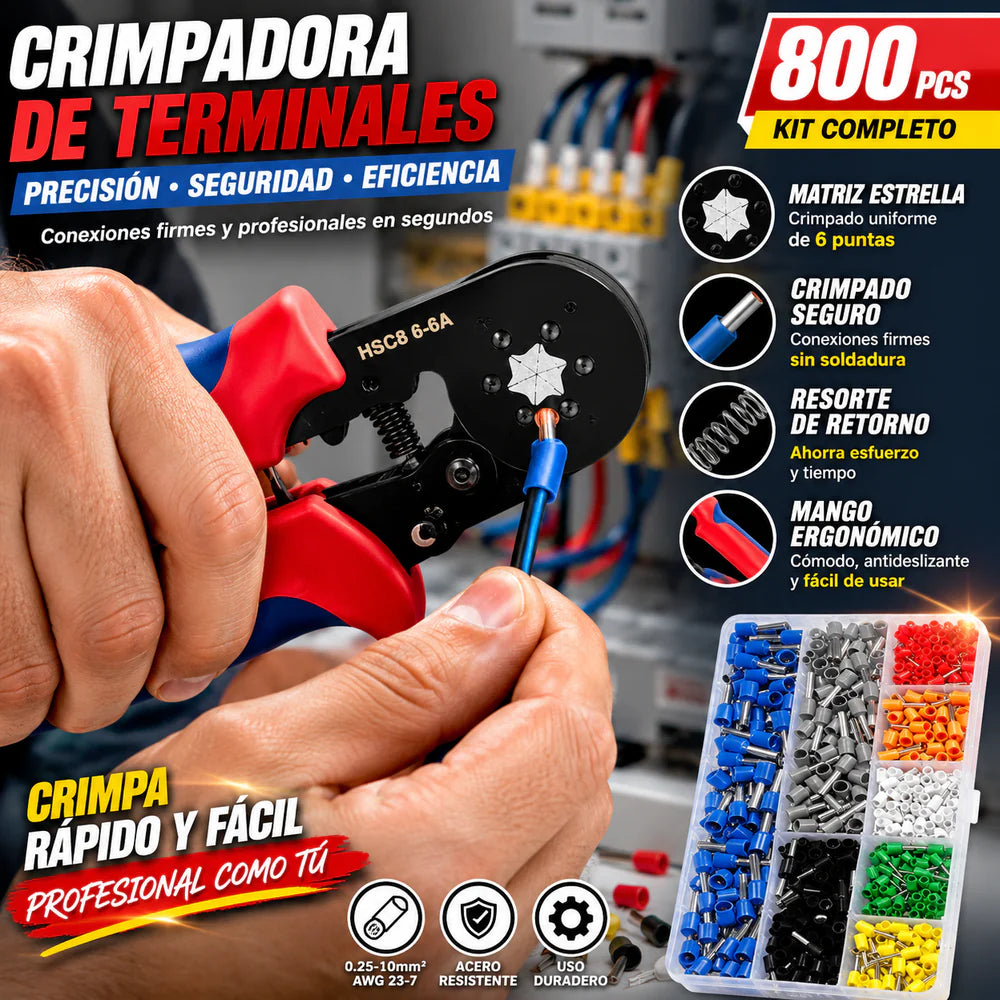 👍【Alicate + 800 peças】Alicate para cravar terminais de tubos