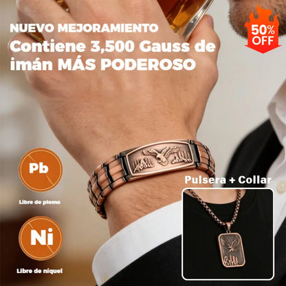 🔥【Pulseira + Colar】Pulseira magnética para homem com design de águia