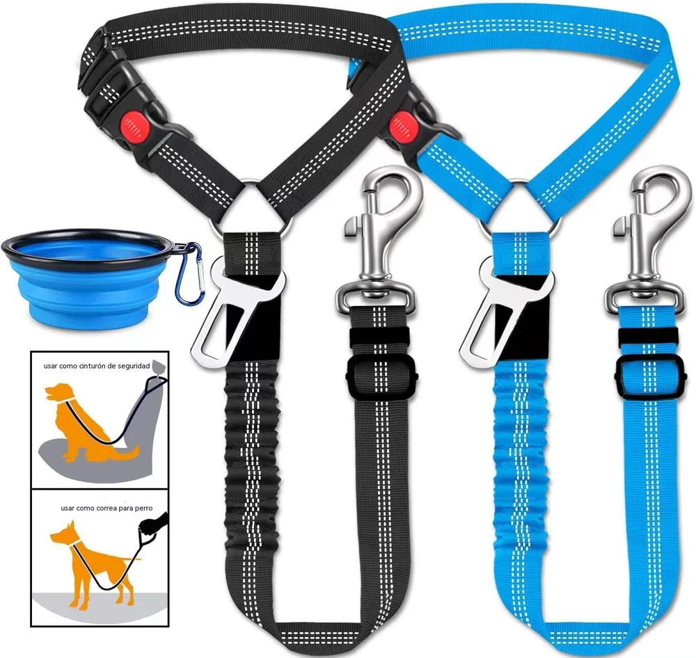 🐶🐕【2 peças 28,4 euros】 Cinto de segurança e trela para passear cães (2 em 1)