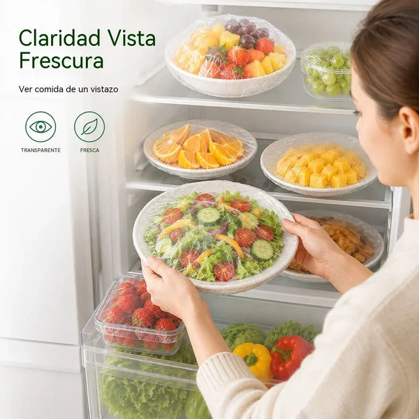 【300 unidades】Filme transparente descartável, ideal para recipientes e alimentos. Encaixa perfeitamente, proporciona uma boa vedação e é fácil de utilizar.
