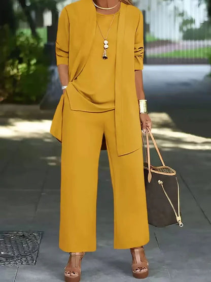 🧥Conjunto elegante de 3 peças para mulher com modelagem solta🍂