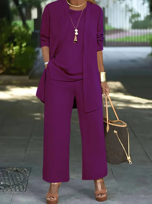 🧥Conjunto elegante de 3 peças para mulher com modelagem solta🍂