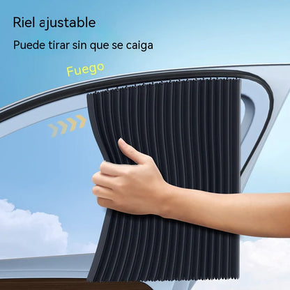 [Conjunto de 4 peças] Cortina de proteção solar para janela de automóvel com calha deslizante e isolamento térmico