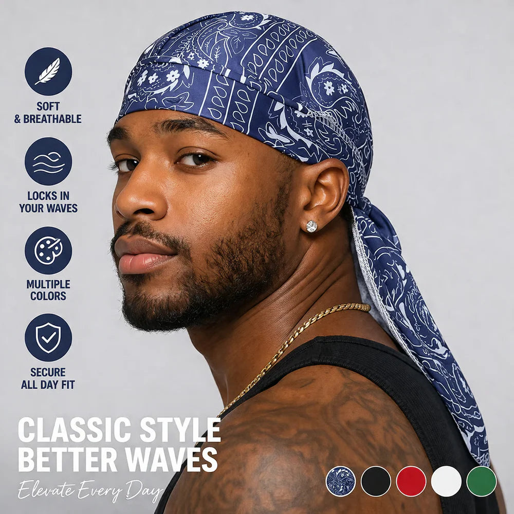 🏝【Embalagem com uma ótima relação qualidade-preço – 5 peças】Chapéu/lenço de cabeça elegante em estilo retro, feito de seda respirável.