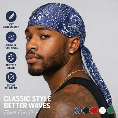 🏝【Embalagem com uma ótima relação qualidade-preço – 5 peças】Chapéu/lenço de cabeça elegante em estilo retro, feito de seda respirável.