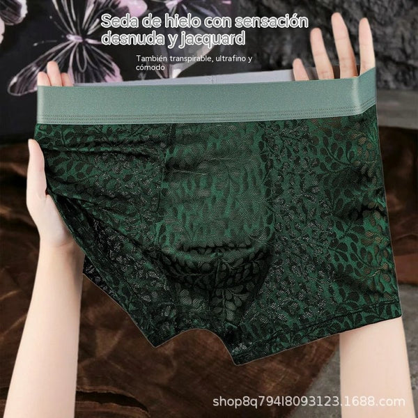 🔥10 itens🔥【L-4XL】Cueca de malha de seda gelada para homem, tamanhos grandes, respirável. - 【55-100kg】